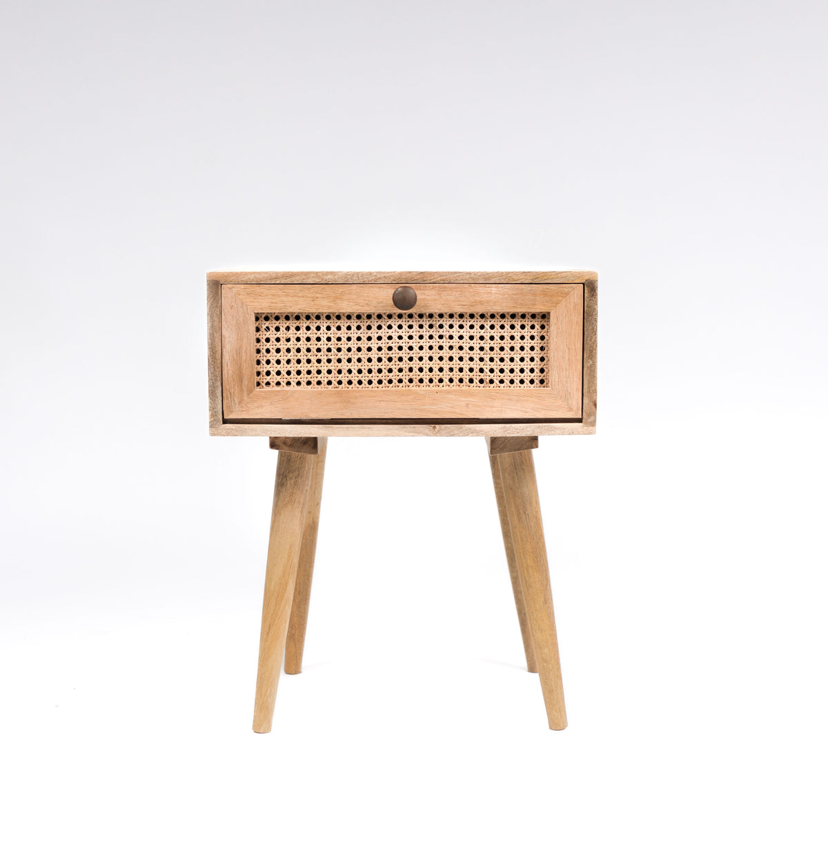 Natural Cane and Wood Side Table