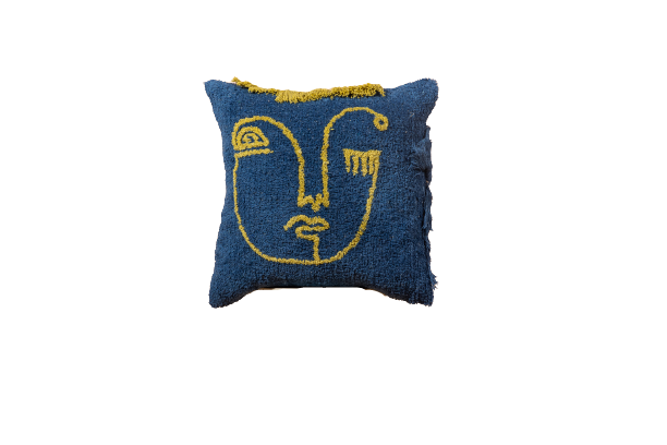BLUE FACE - Designer Tufted Pillow Cover