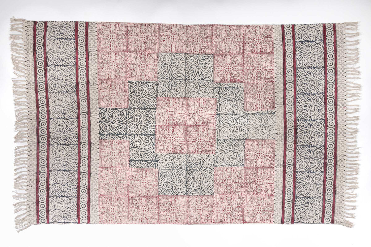 GEBZE - Hand Block Printed Cotton Rug