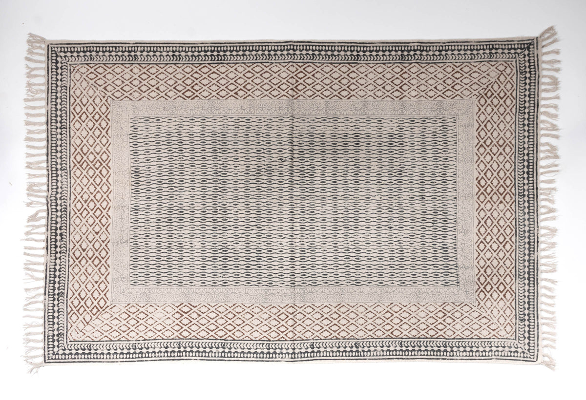 SANAK - Hand Block Printed Cotton Rug