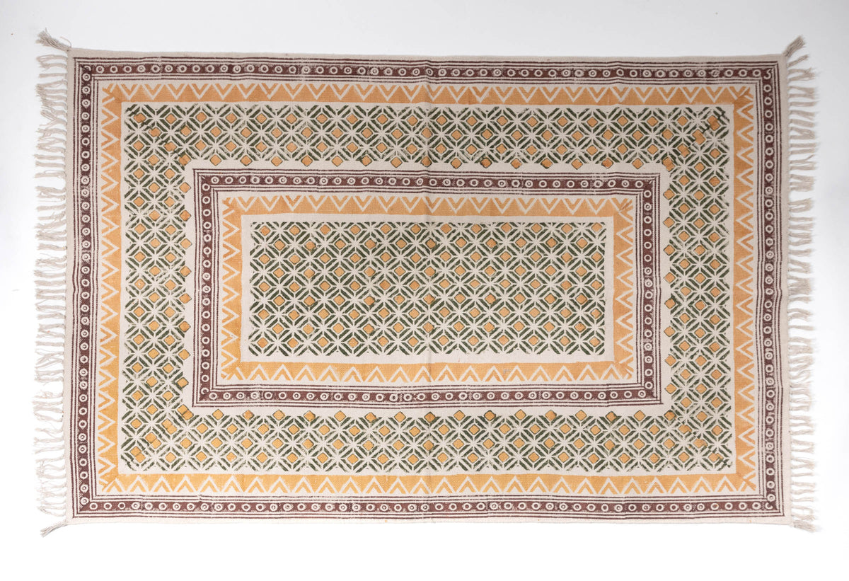 PIRLI - Hand Block Printed Cotton Rug