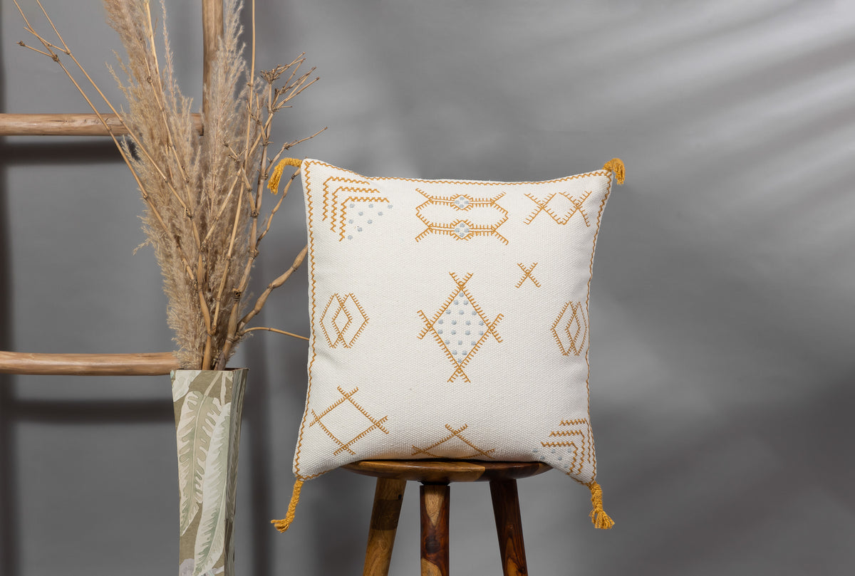 YELLOW - Hand-Embroidered Pillow Cover