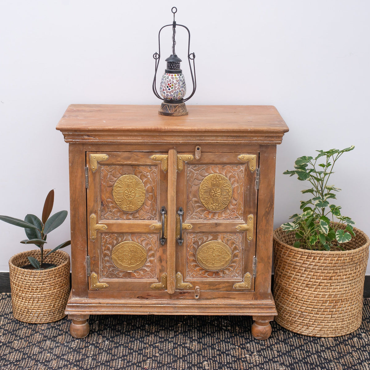 Refined Rustic Iron and Mango Wood Cabinet