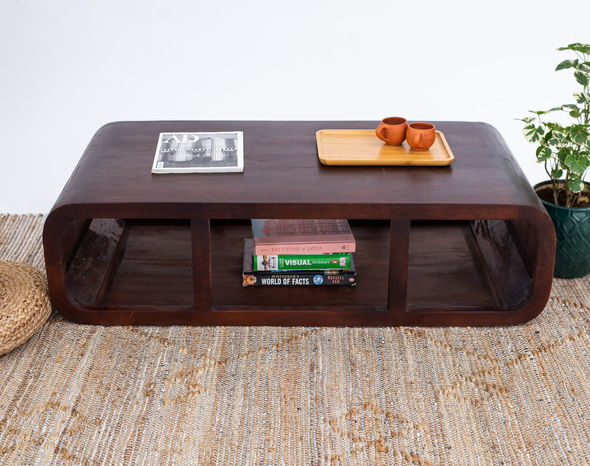 BALINGER Elegant Walnut Coffee Table with Storage