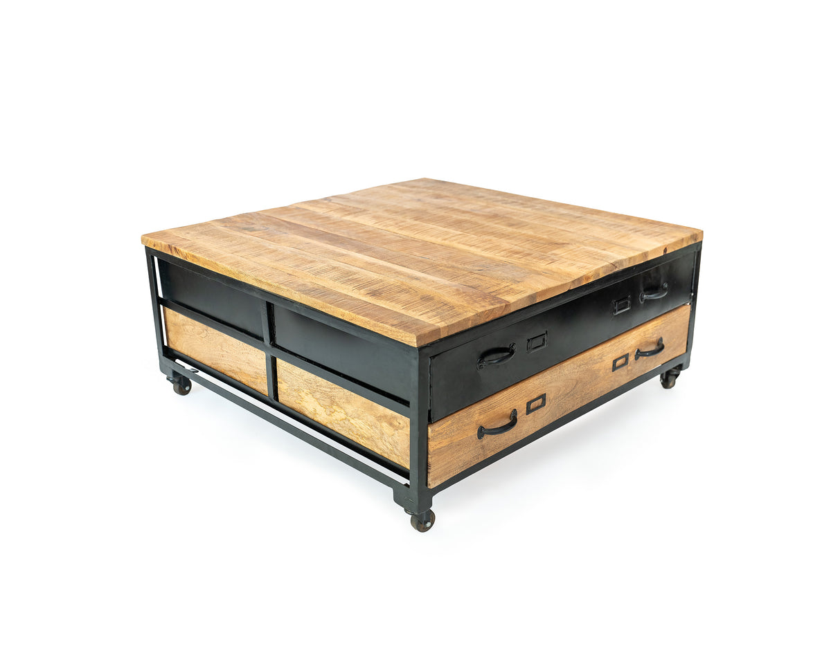 STANTON Industrial Acacia Wood Coffee Table