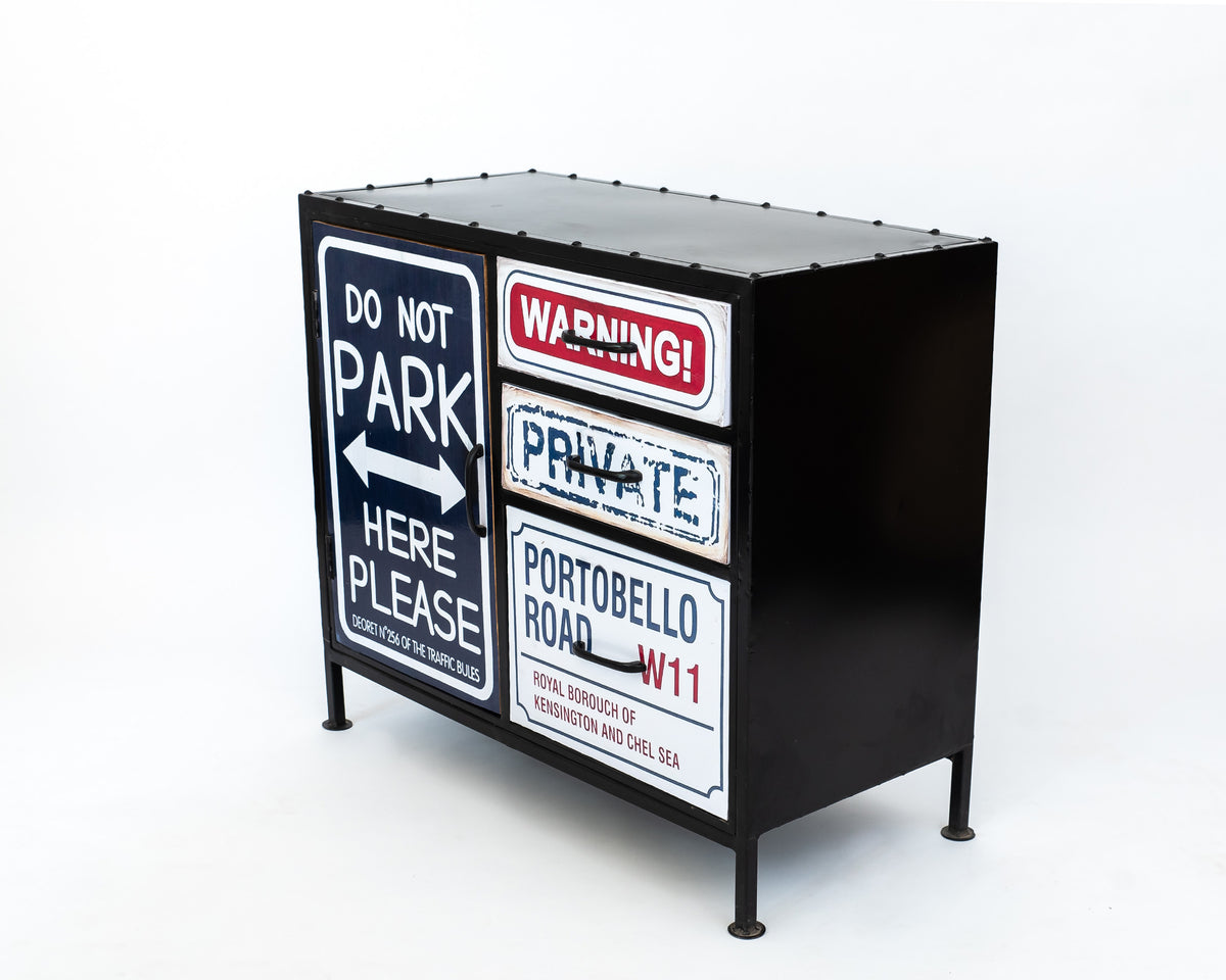 Modern Rustic Iron and Mango Wood Cabinet