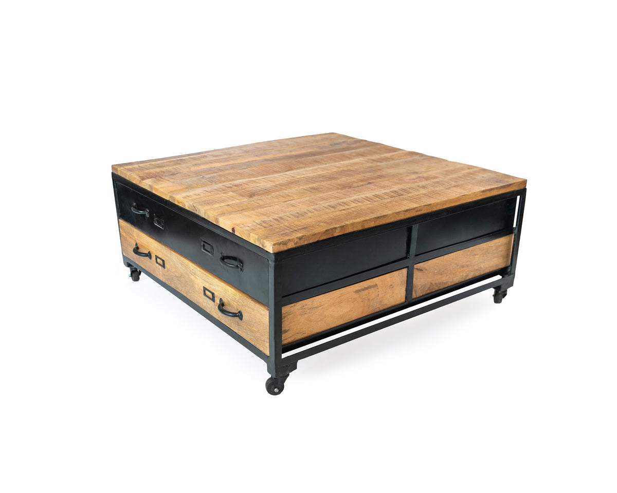 STANTON Industrial Acacia Wood Coffee Table