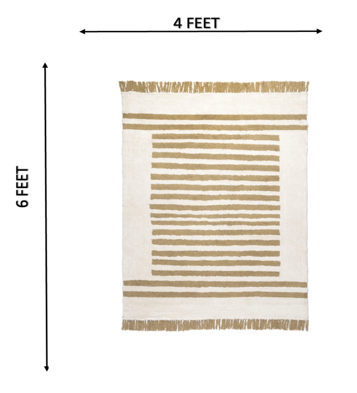 PRISHA White Geometric Hand Woven Cotton Dhurrie Rug (6 ft x 4 ft)