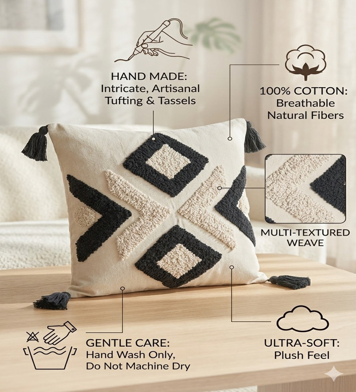 KILIM - Hand Embroidered Kilim Cushion Covers Set of 2 (18x18) | Ethnic Home Decor