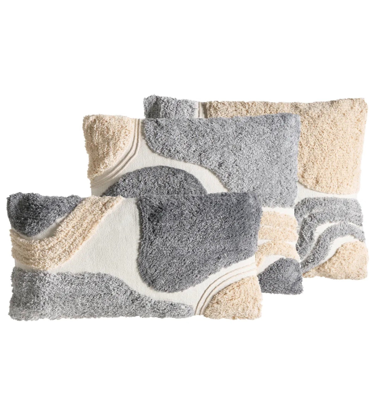 NIVA - Modern Tufted Grey Cushion Covers Set of 3 (18x18) | Textured Home Decor