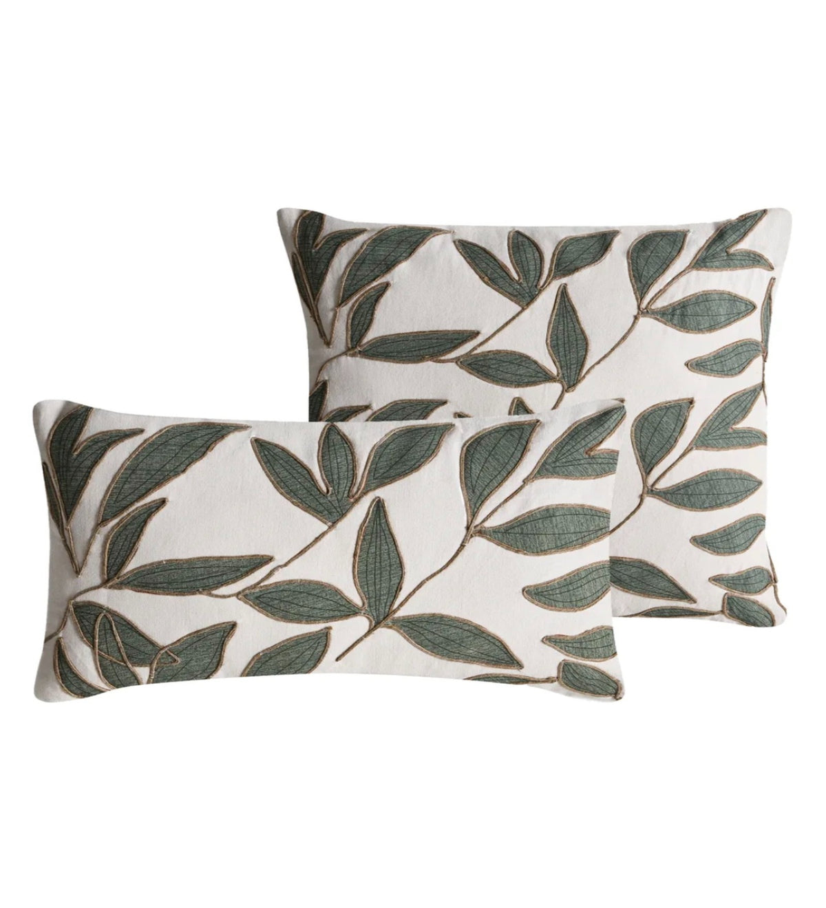 FLORA - Floral Jute Motif Cushion Covers Set of 2 (18x18) | Natural Home Decor