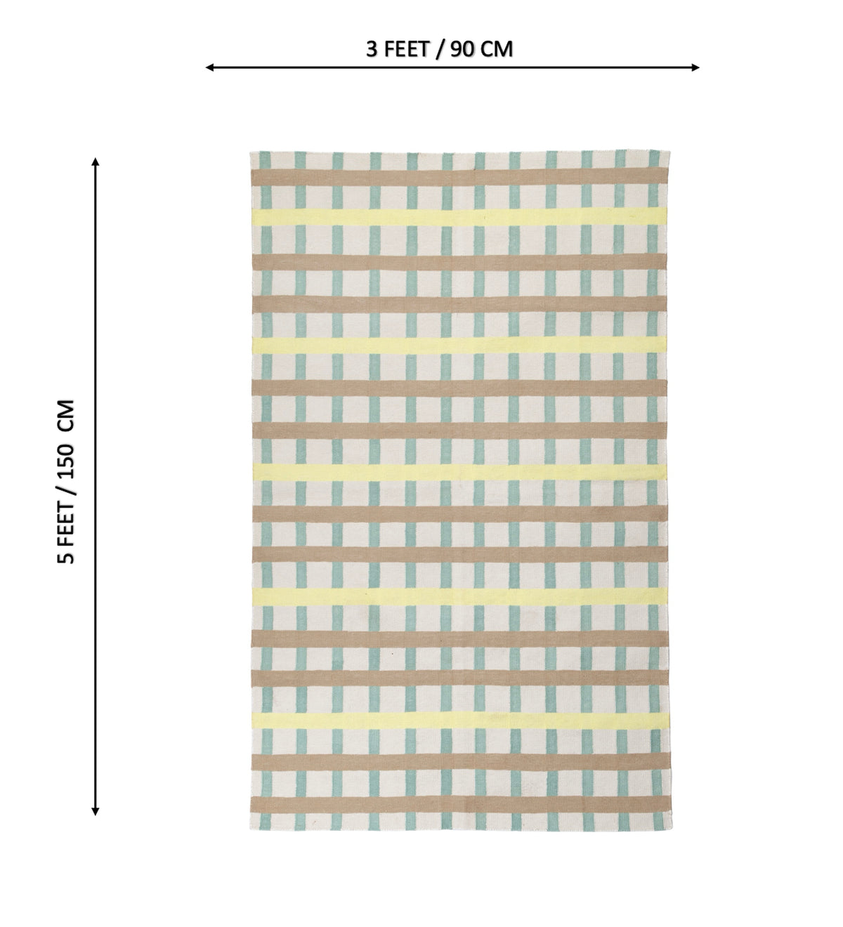 RUDRA Multicolor Geometric Hand Woven Cotton Dhurrie Rug (5 ft x 3 ft)