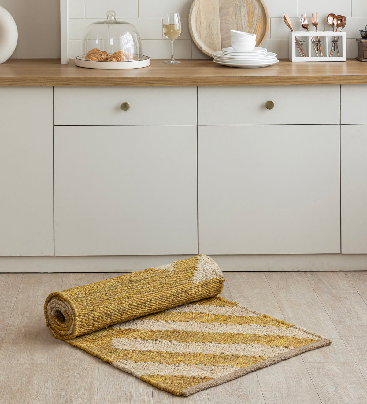 AARAV Gray Traditional Hand Woven Cotton Dhurrie Runner Rug (6 ft x 2 ft)