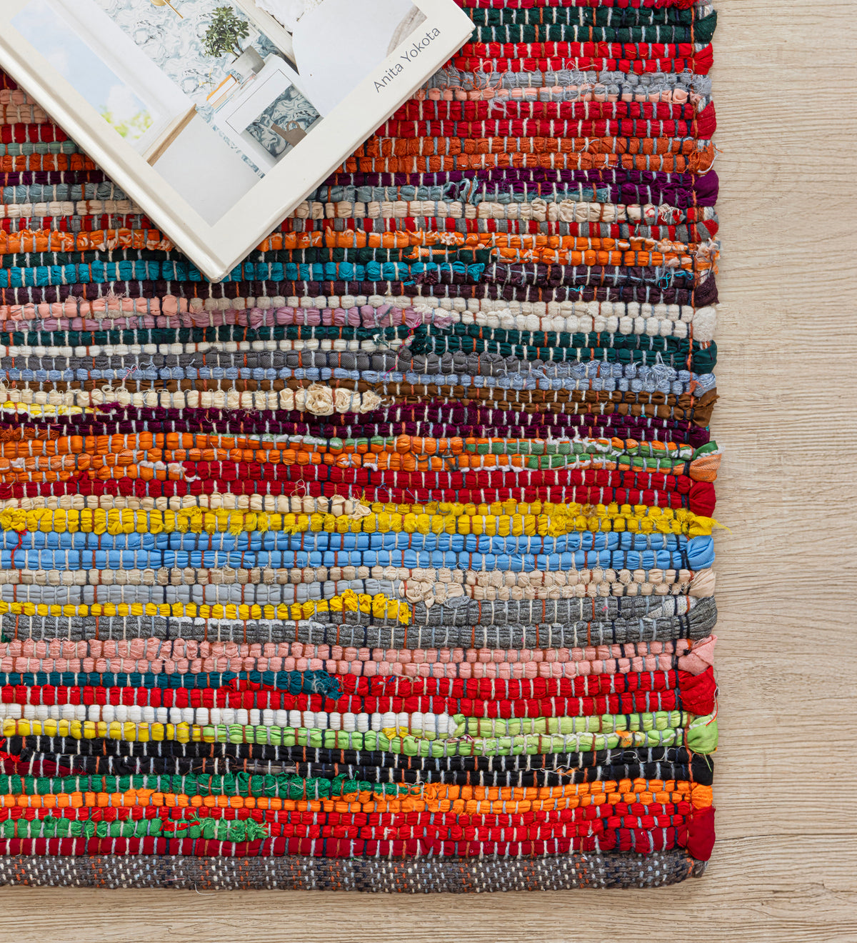 NAIRA Multicolor Striped Hand Woven Cotton Dhurrie Rug (6 ft x 4 ft)