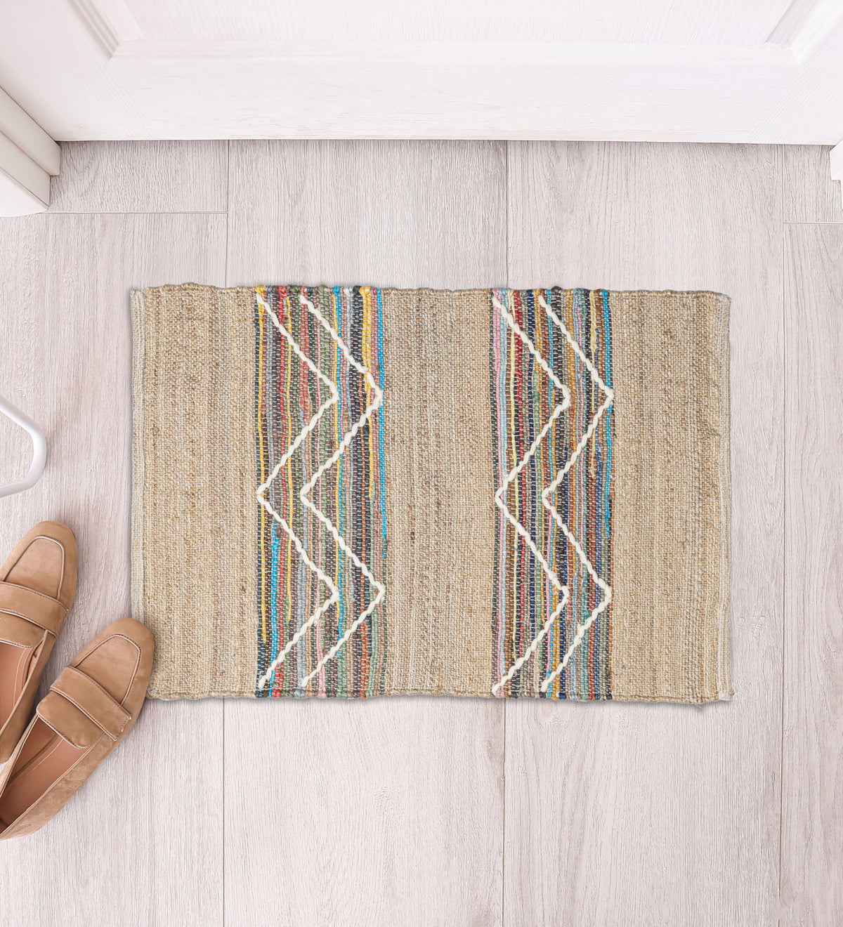 URVI Brown Geometric Hand Woven Jute Dhurrie Rug (3 ft x 2 ft)