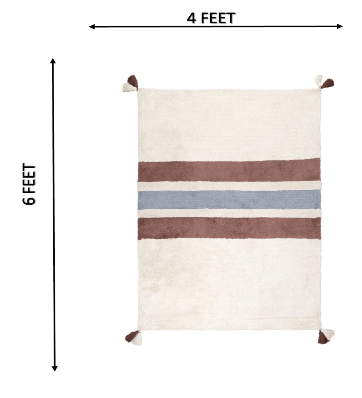 ISHANI Cream Geometric Hand Woven Cotton Dhurrie Rug (6 ft x 4 ft)