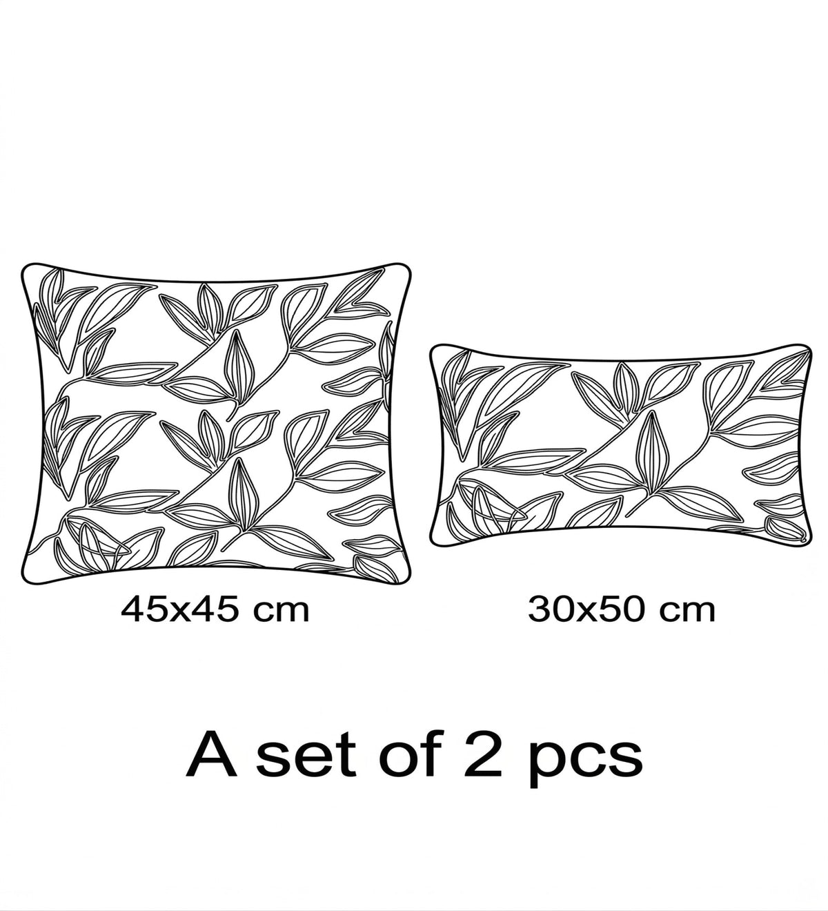 FLORA - Floral Jute Motif Cushion Covers Set of 2 (18x18) | Natural Home Decor