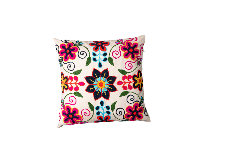 BAHRAICH - Floral Embroidered Cushion Cover