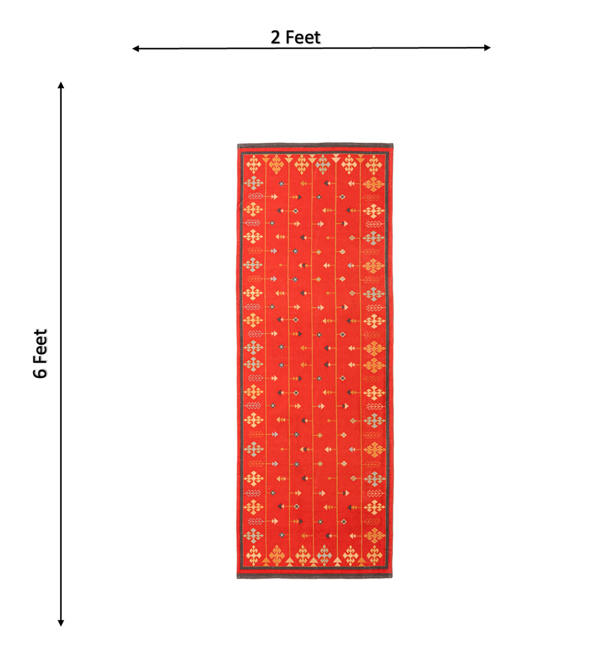 Sanskriti Maroon Traditional Hand Woven Cotton Dhurrie Runner Rug (6 ft x 2 ft)
