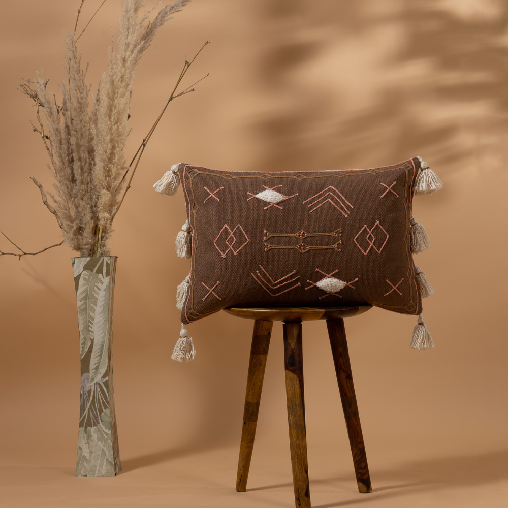BROWN -Stylist Exquisite Embroidery Pillow Cover