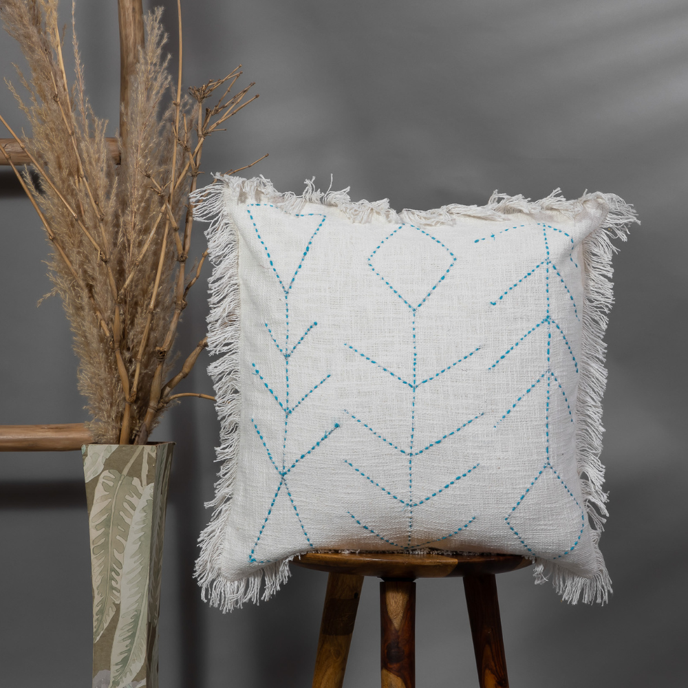 WHITE ALSINE - Hand Stiched Cushion Cover