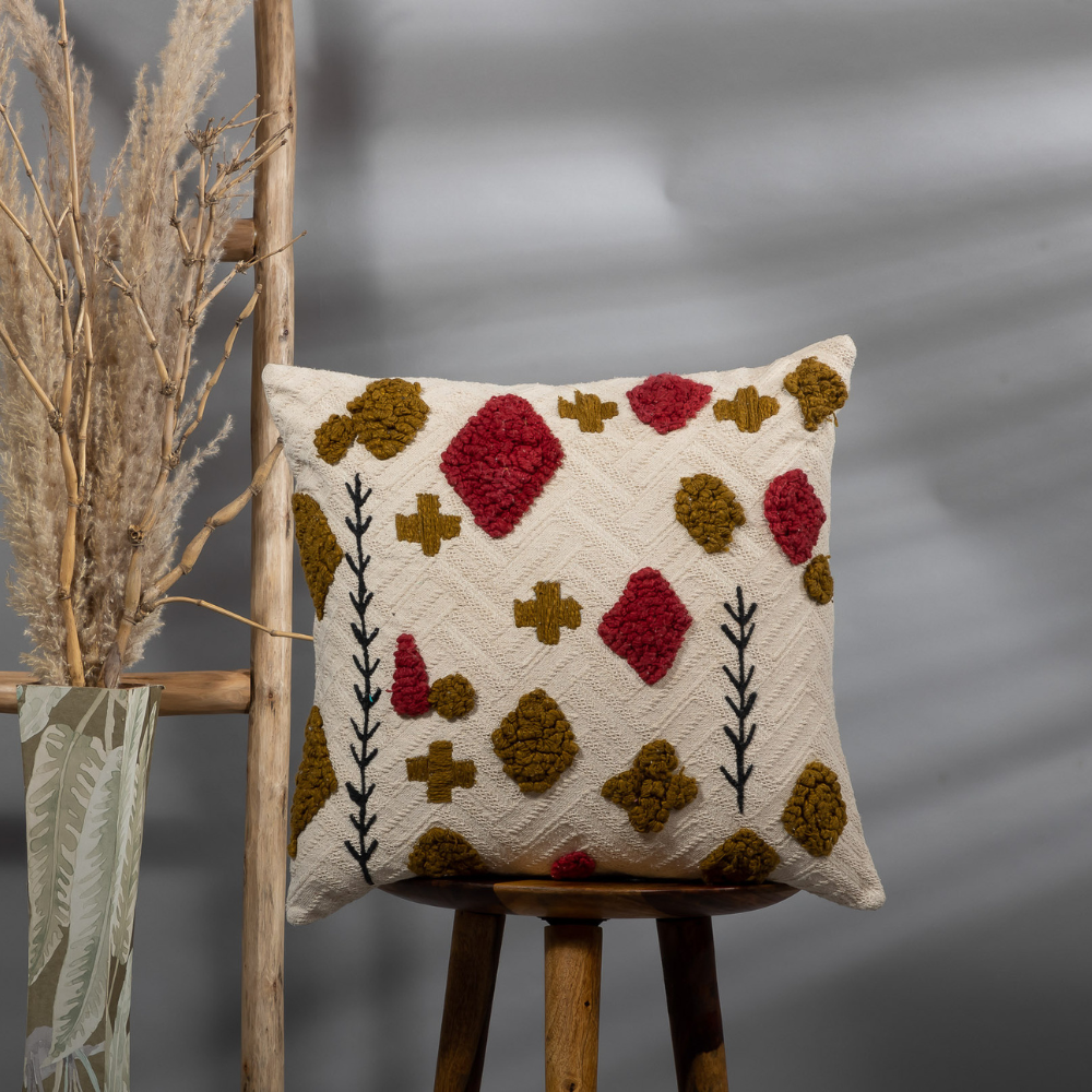 RAFFIA - Artful Embroidered Throw Pillow Case
