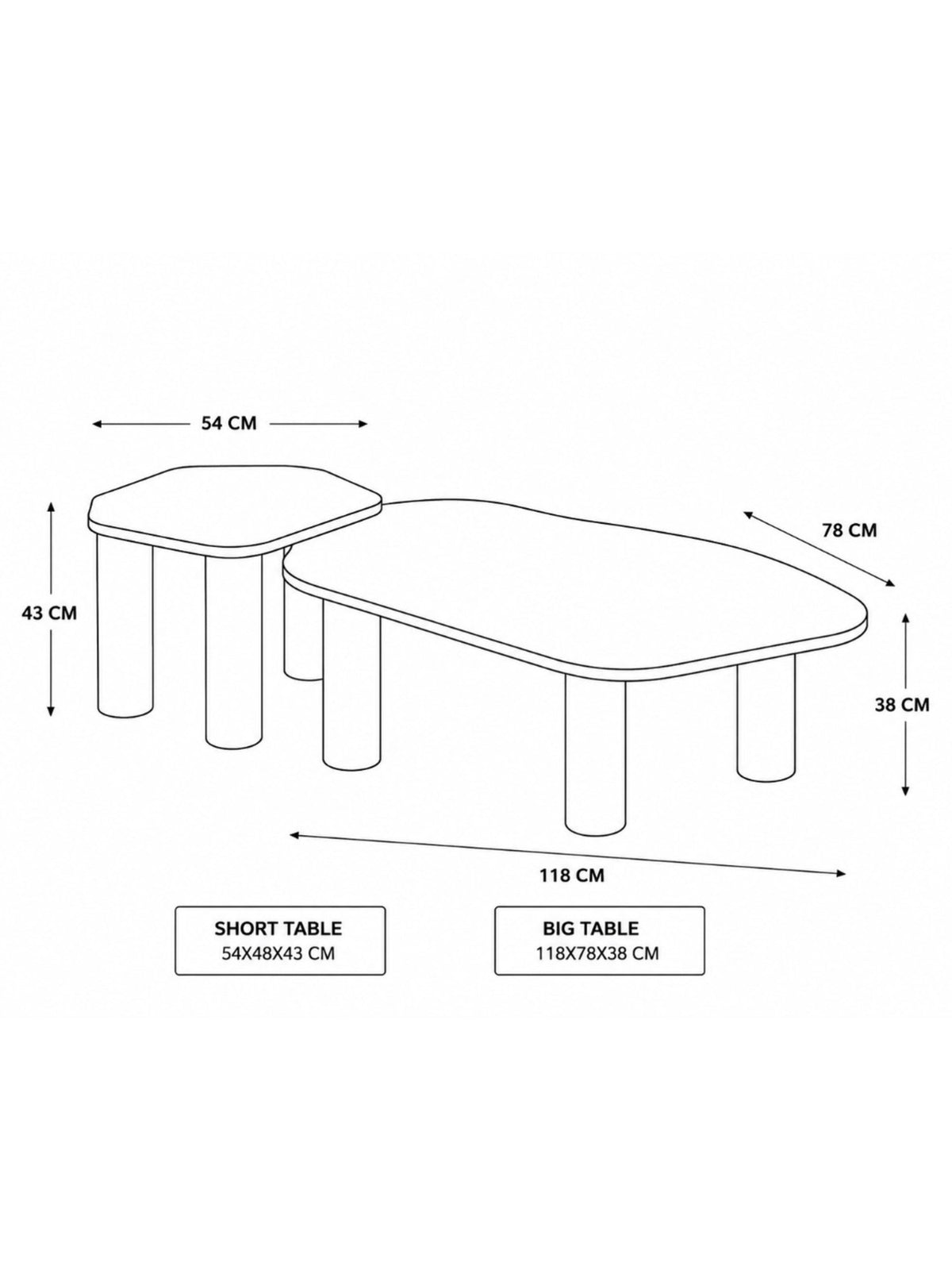 The Gasbh Set of 2 Coffee Tables for Living Room | Solid Acacia Wood Legs with Marble Finish MDF Top | Modern Nesting Center Tables with Rounded Edges | Side Tables for Home Sofa and Lounge