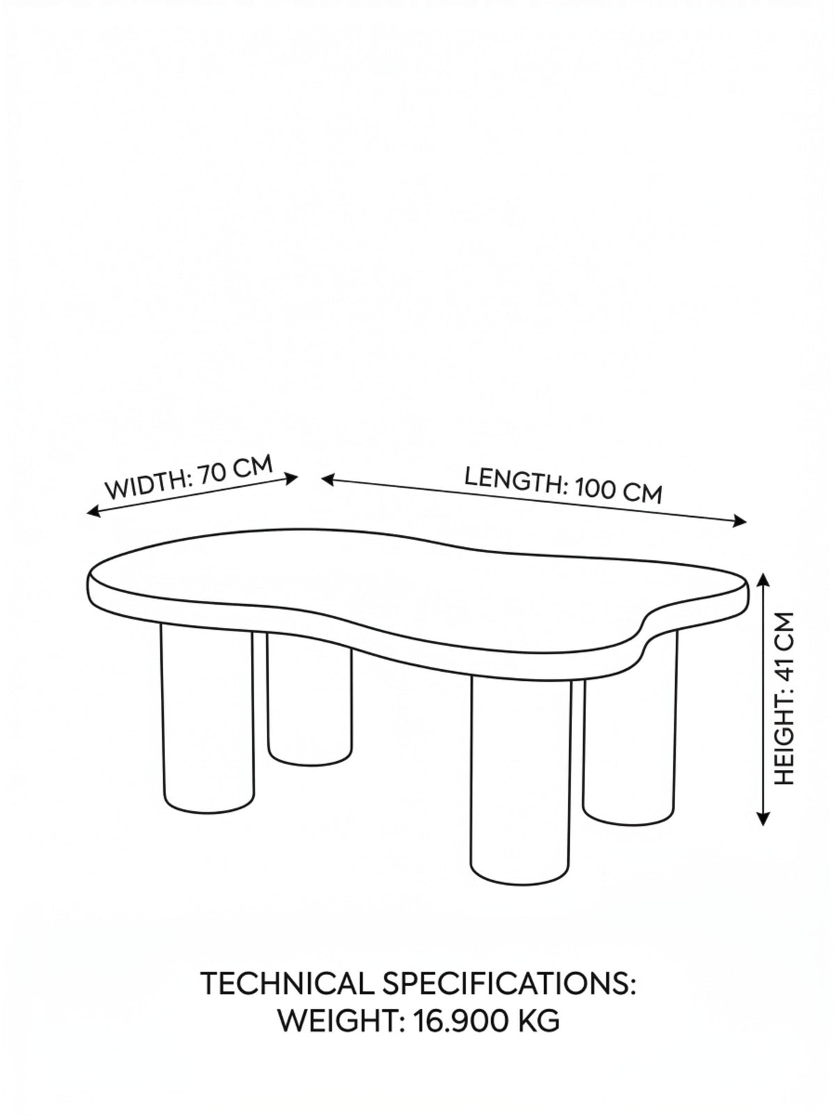 The Gasbh Deco Painted Coffee Table for Living Room | Handcrafted MDF Wooden Center Table with Organic Sculptural Top and Cylindrical Legs | Matte White Finish | Modern Accent Table for Home Sofa and Lounge