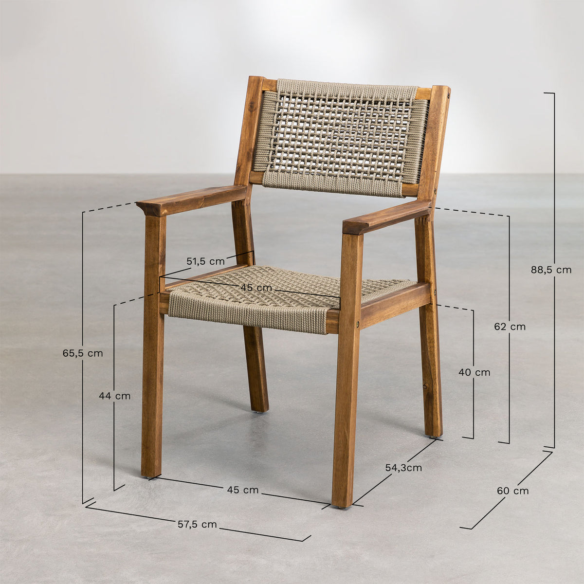 Felm Dinnng armrest rope braided sheesham wood chair