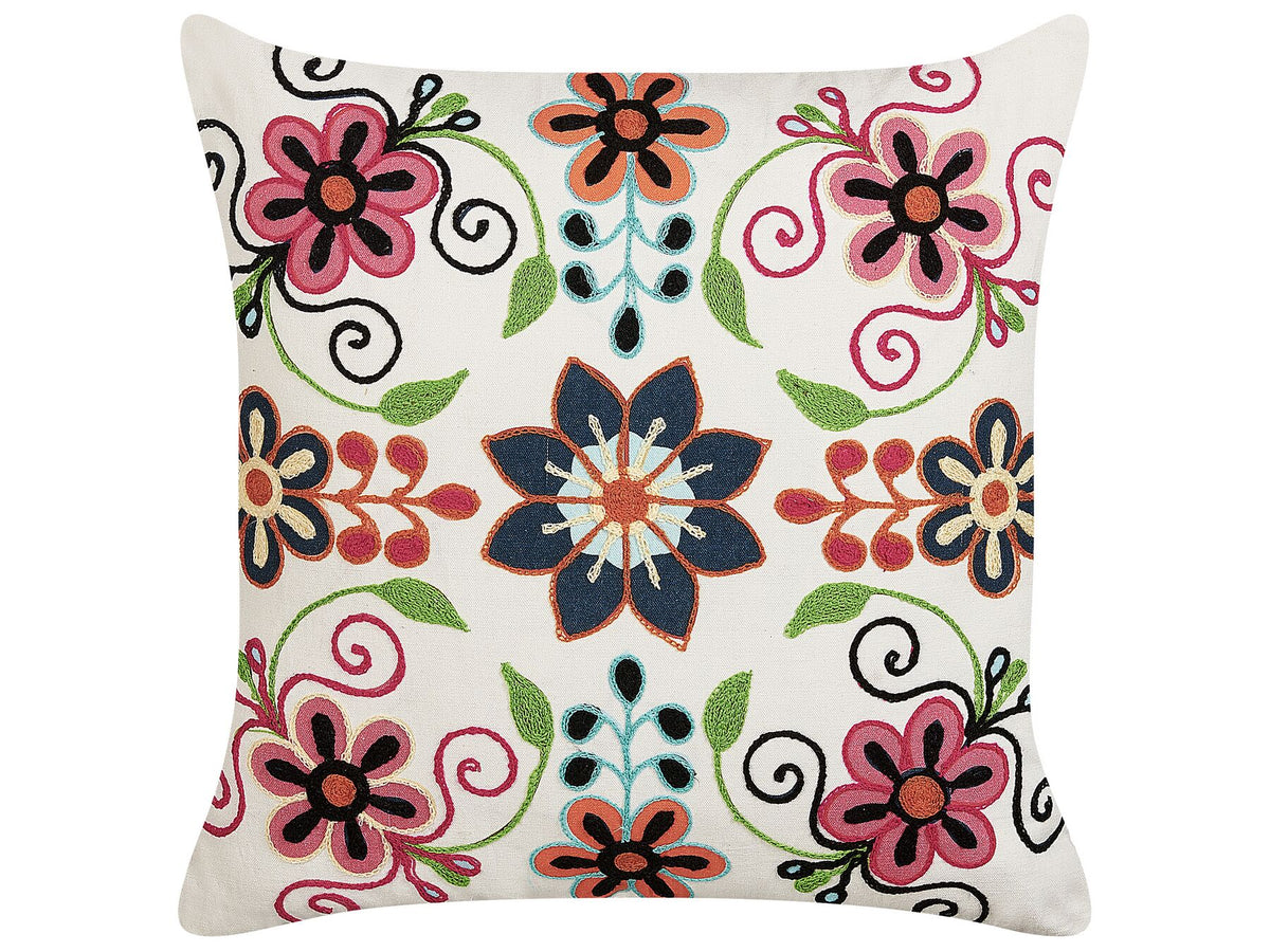 BAHRAICH - Floral Embroidered Cushion Cover