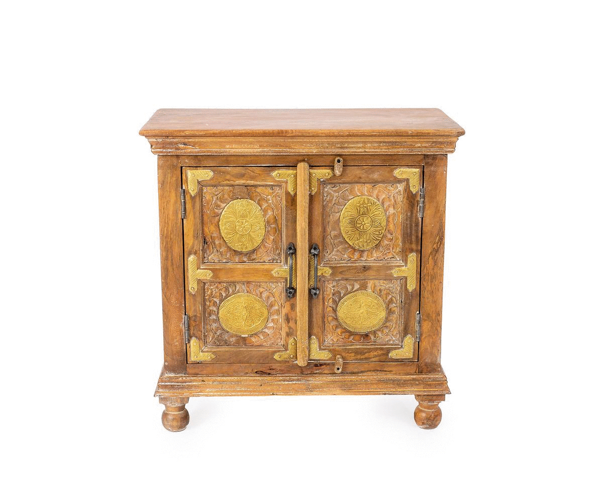 Refined Rustic Iron and Mango Wood Cabinet