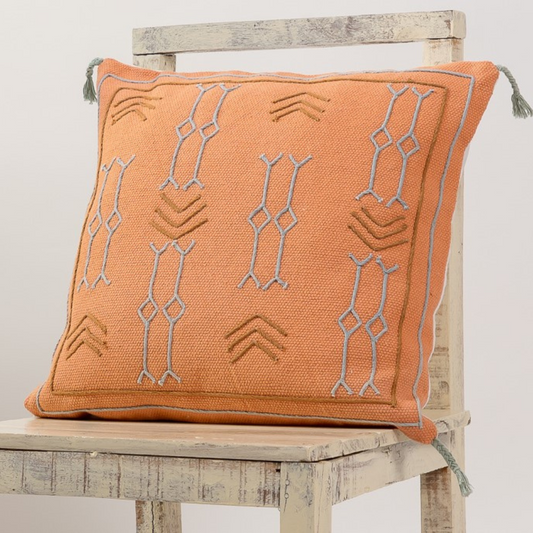 PEACH -Boho Chic Embroidered Cushion Cover