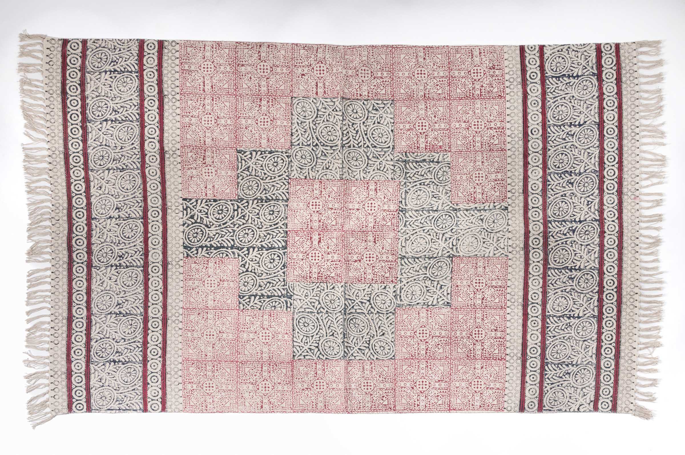 GEBZE - Hand Block Printed Cotton Rug
