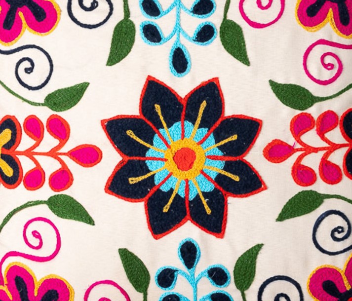 BAHRAICH - Floral Embroidered Cushion Cover