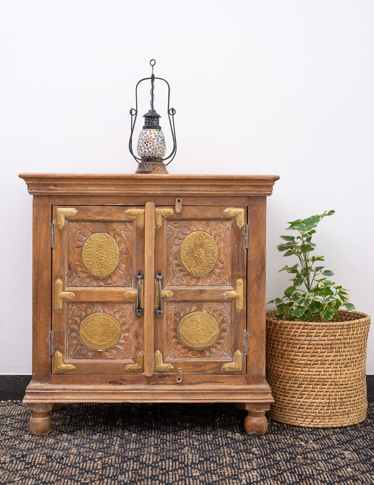Refined Rustic Iron and Mango Wood Cabinet