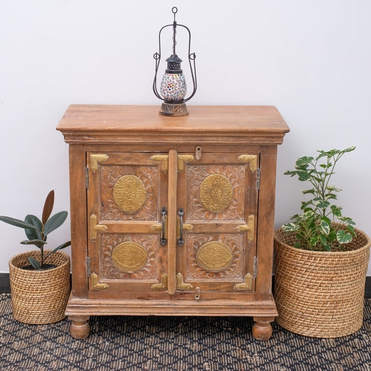 Refined Rustic Iron and Mango Wood Cabinet