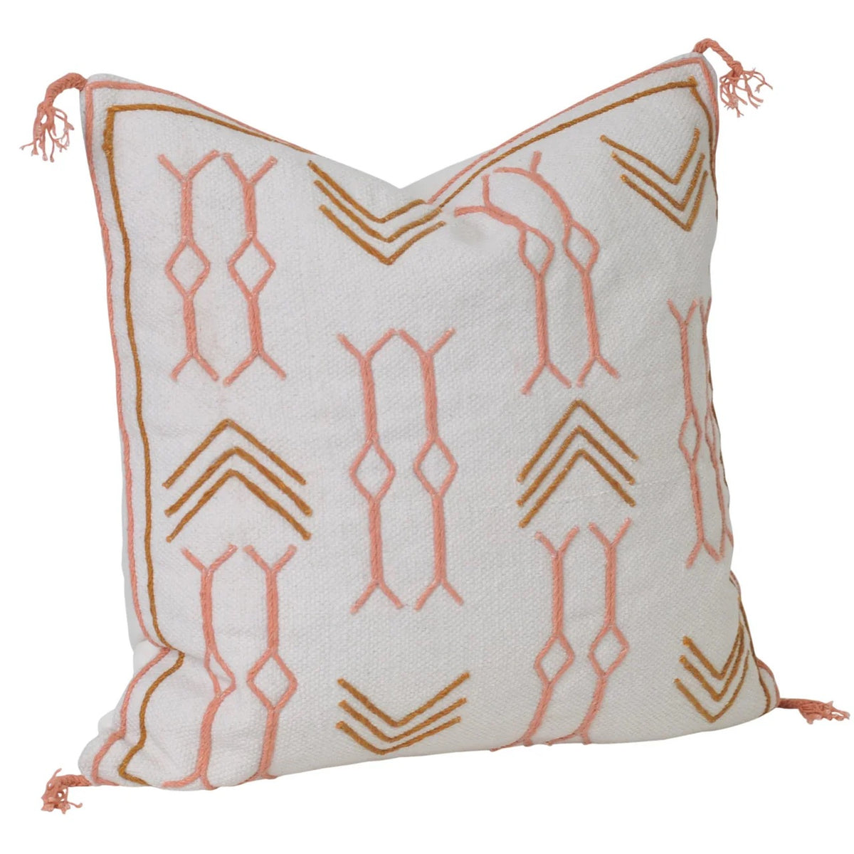 WHITE - Boho Chic Embroidered Cushion Cover