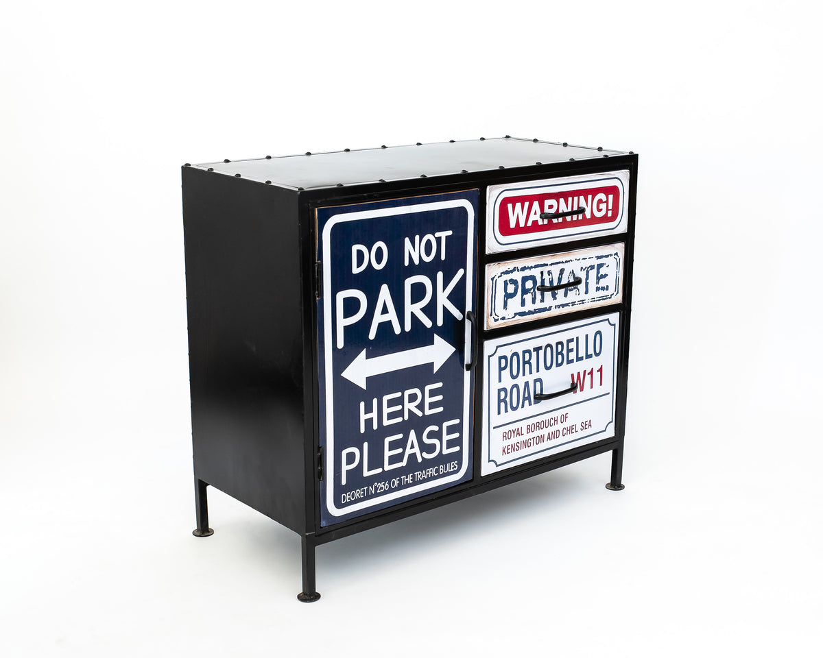 Modern Rustic Iron and Mango Wood Cabinet