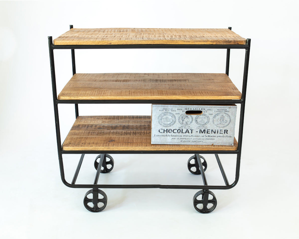 Rustic Roller Iron & Mango Wood Cabinet