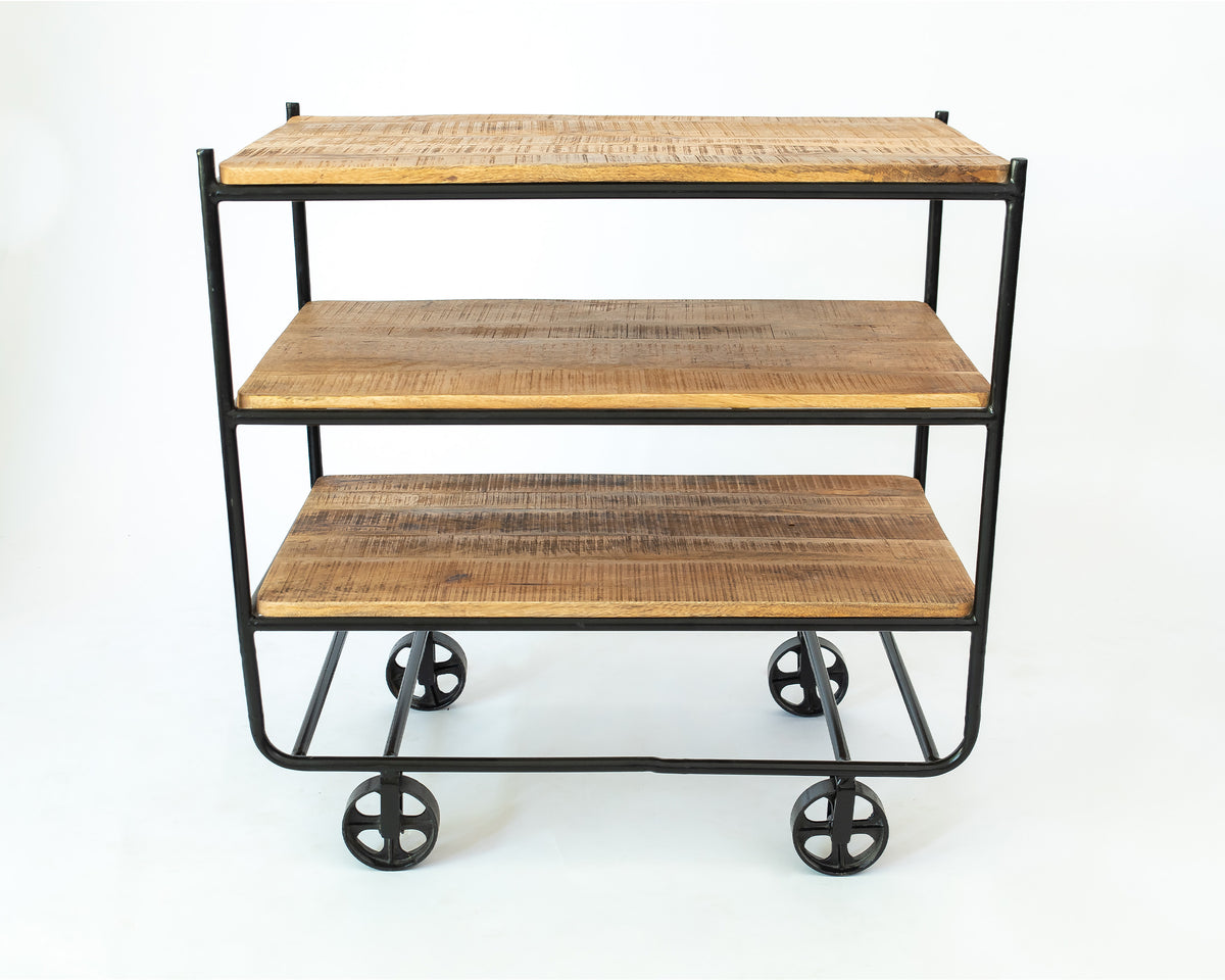 Rustic Roller Iron & Mango Wood Cabinet