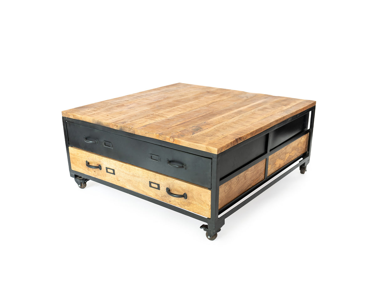 STANTON Industrial Acacia Wood Coffee Table