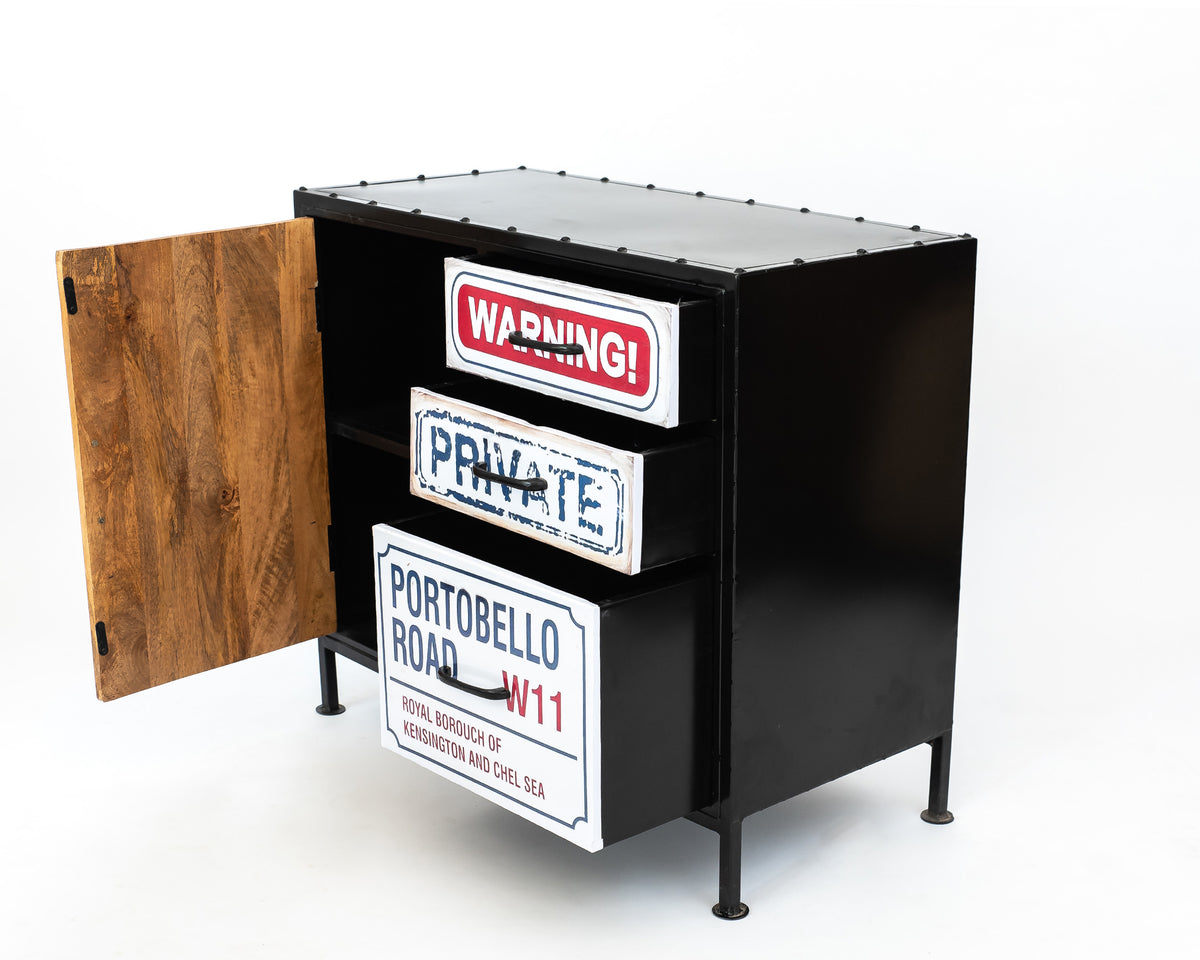 Modern Rustic Iron and Mango Wood Cabinet