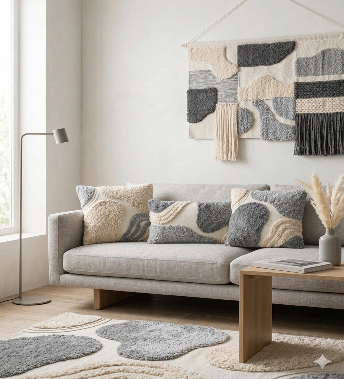 NIVA - Modern Tufted Grey Cushion Covers Set of 3 (18x18) | Textured Home Decor