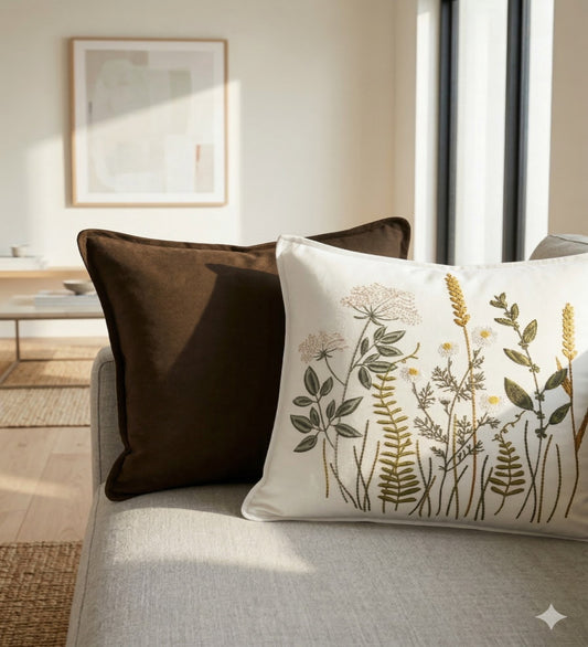 ZOYA - Modern Floral Cushion Covers Set of 2 (18x18) | Elegant Home Decor