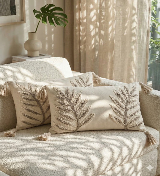 ROMI - Floral Hand Embroidered Lumbar Cushion Covers Set of 2 (20x12) | Artisan Home Decor