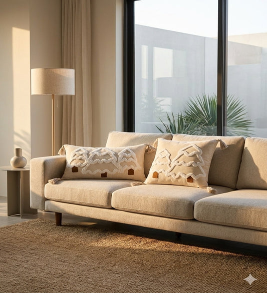 AANYA - Hand Tufted Off-White Cushion Covers Set of 2 (18×18") | Textured Home Decor