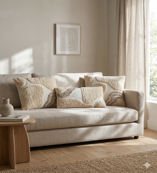 ALINA - Modern Tufted White Cushion Covers Set of 3 (18x18) | Textured Home Decor