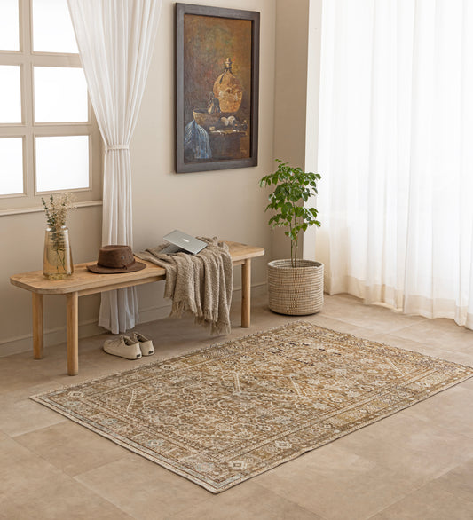 SAHANA Cream Geometric Hand Woven Cotton Dhurrie Rug (6 ft x 4 ft)
