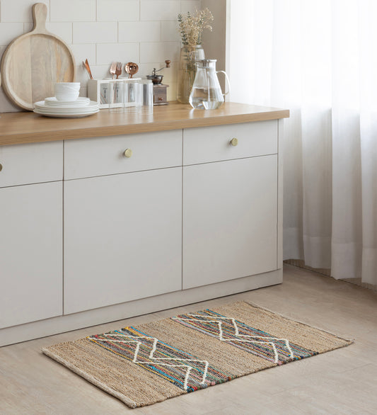 URVI Brown Geometric Hand Woven Jute Dhurrie Rug (3 ft x 2 ft)