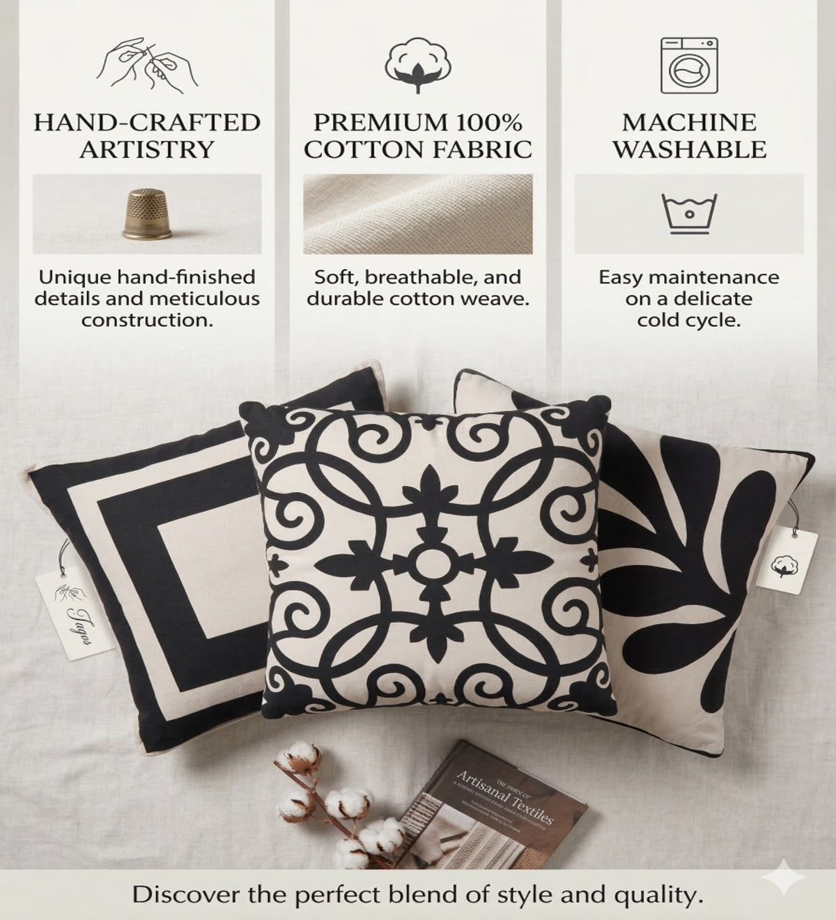 MIRA - Modern Soft Cushion Covers Set of 3 (18x18) | Cozy Home Decor